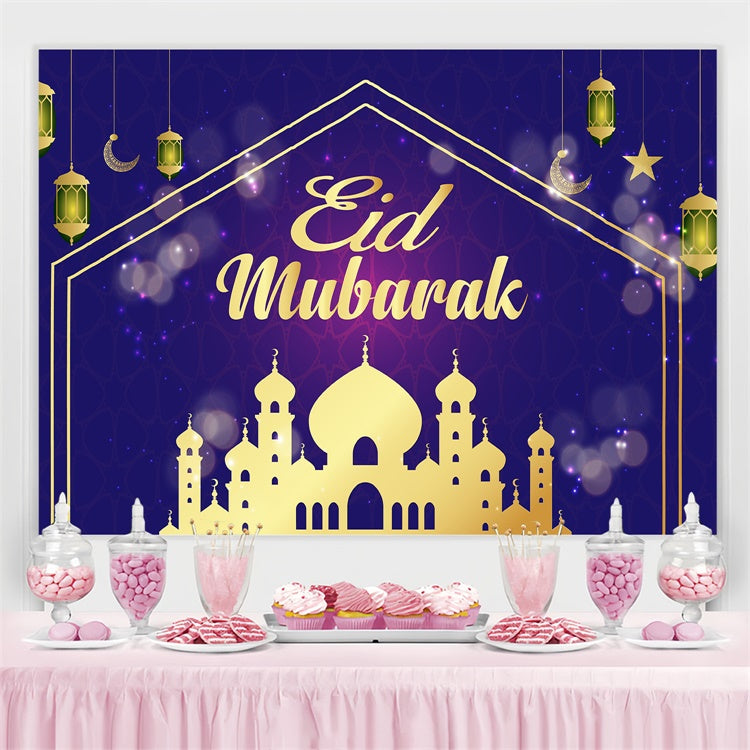 Eid Mubarak Backdrop Elegant Blue Eid Mubarak Backdrop GQ3-64