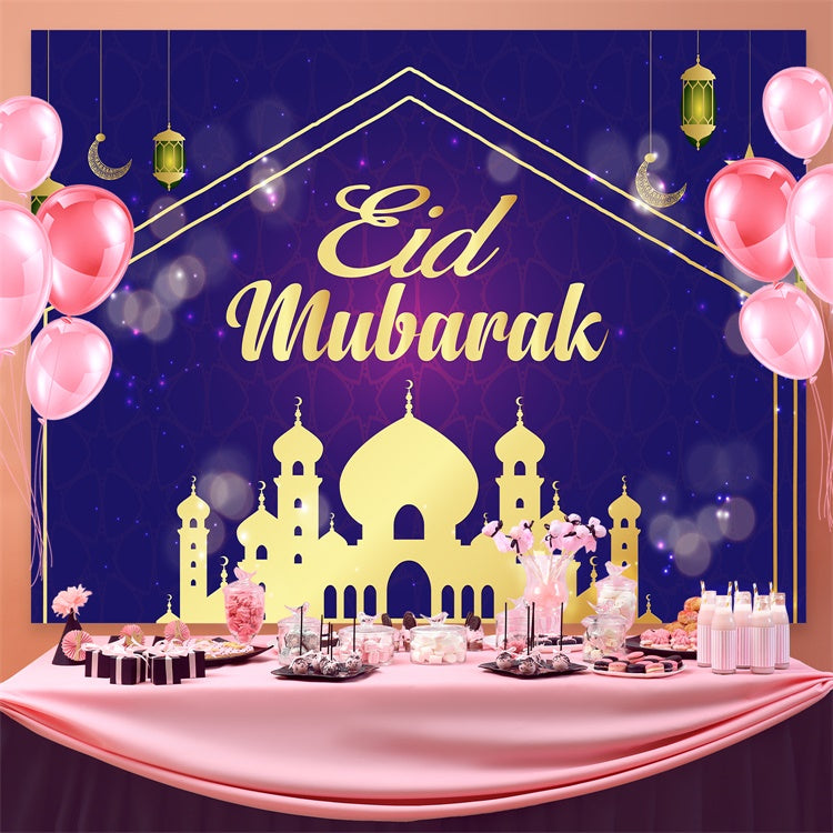 Eid Mubarak Backdrop Elegant Blue Eid Mubarak Backdrop GQ3-64