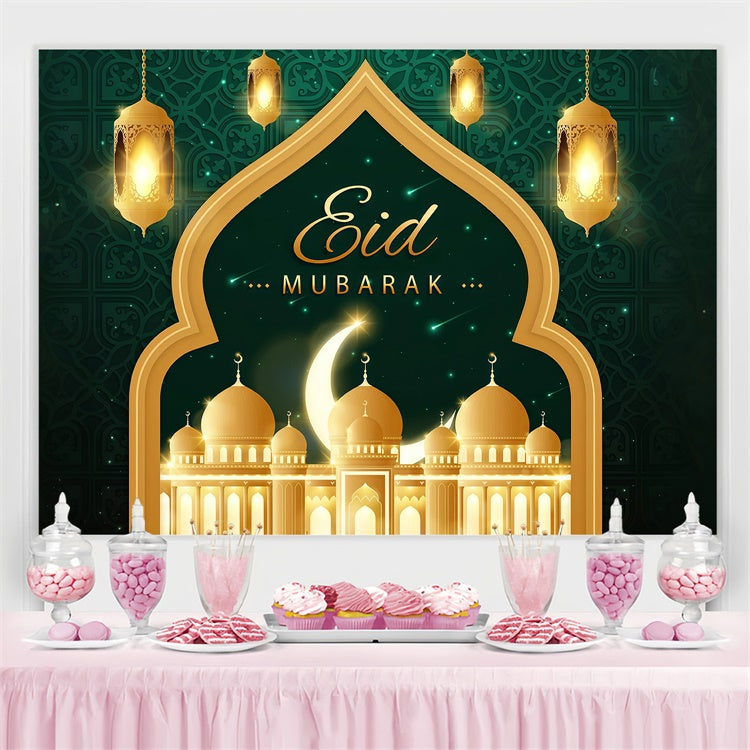 Eid Mubarak Backdrop Opulent Green Gold Eid Backdrop GQ3-66