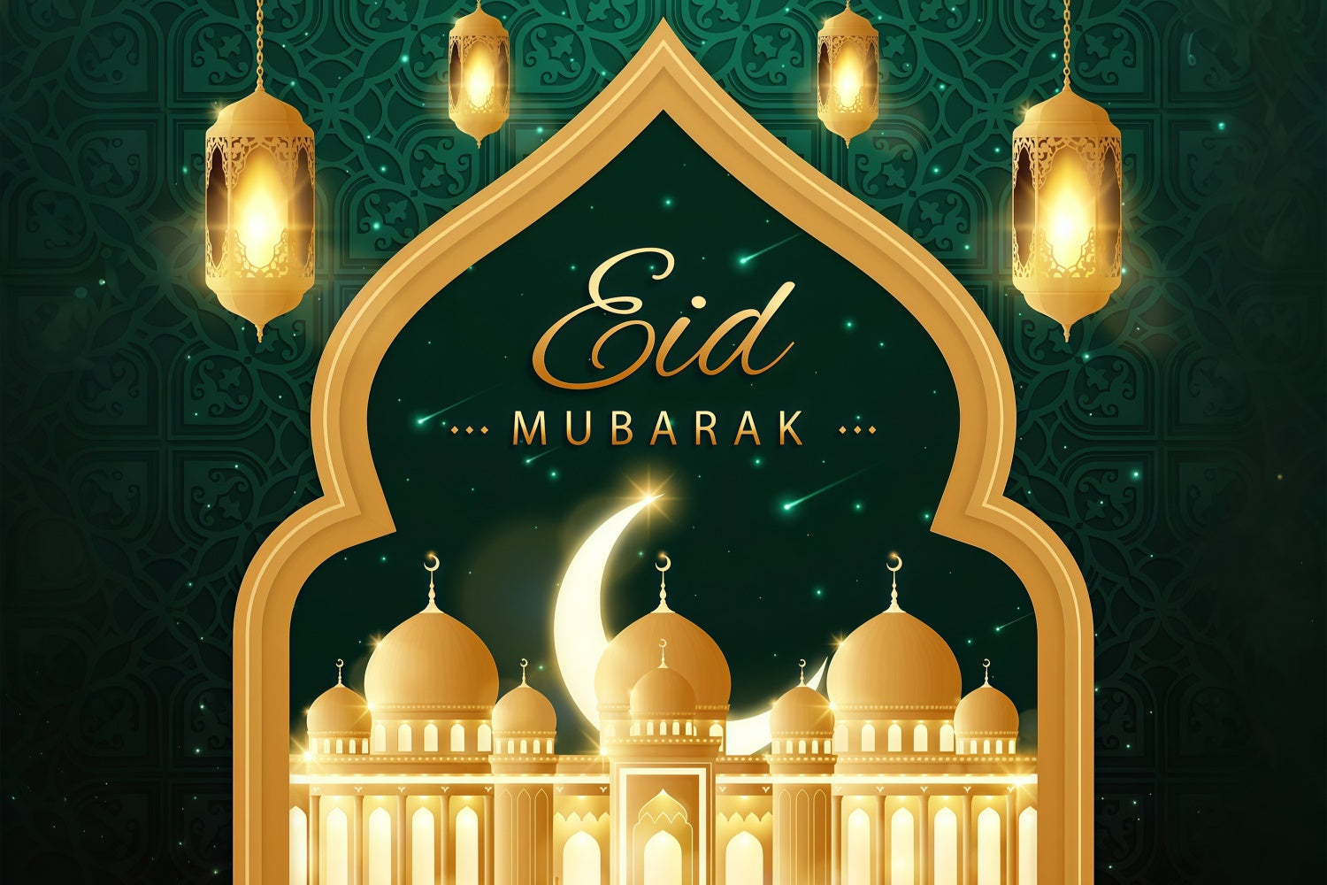 Eid Mubarak Backdrop Opulent Green Gold Eid Backdrop GQ3-66