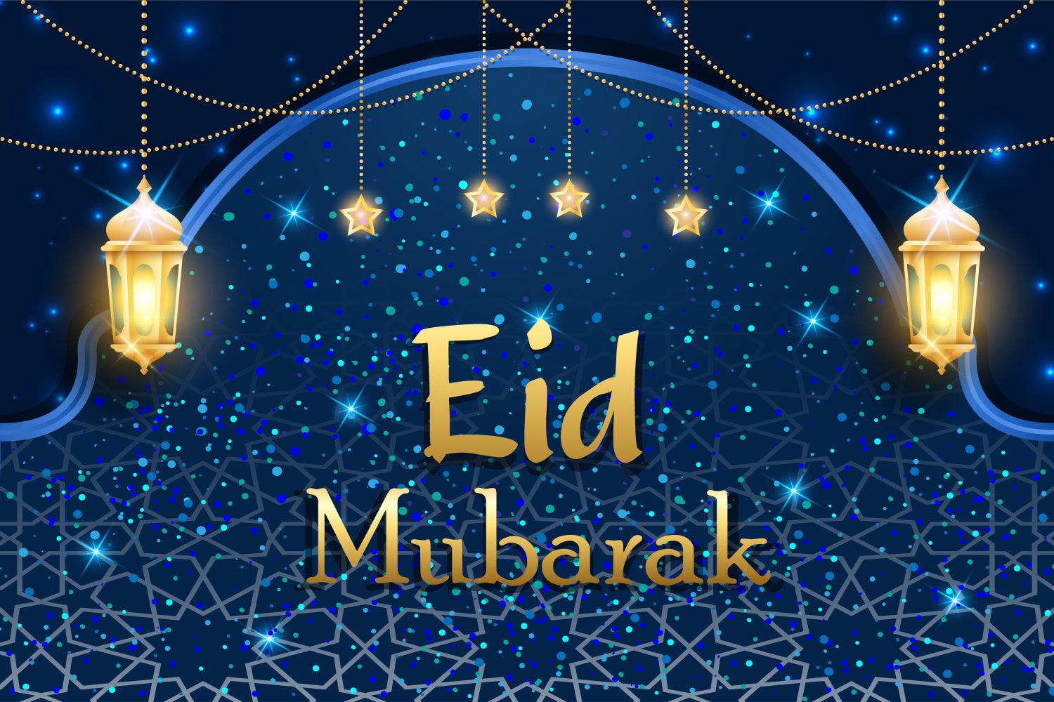 Eid Mubarak Backdrop Royal Blue Festive Night Eid Backdrop GQ3-68