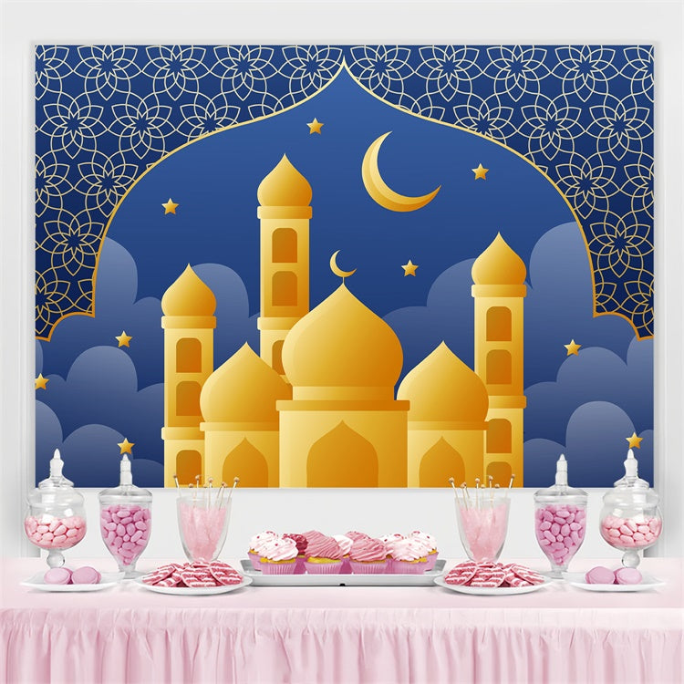Eid Mubarak Backdrop Starry Night Grand Mosque Eid Backdrop GQ3-72