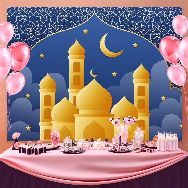 Eid Mubarak Backdrop Starry Night Grand Mosque Eid Backdrop GQ3-72