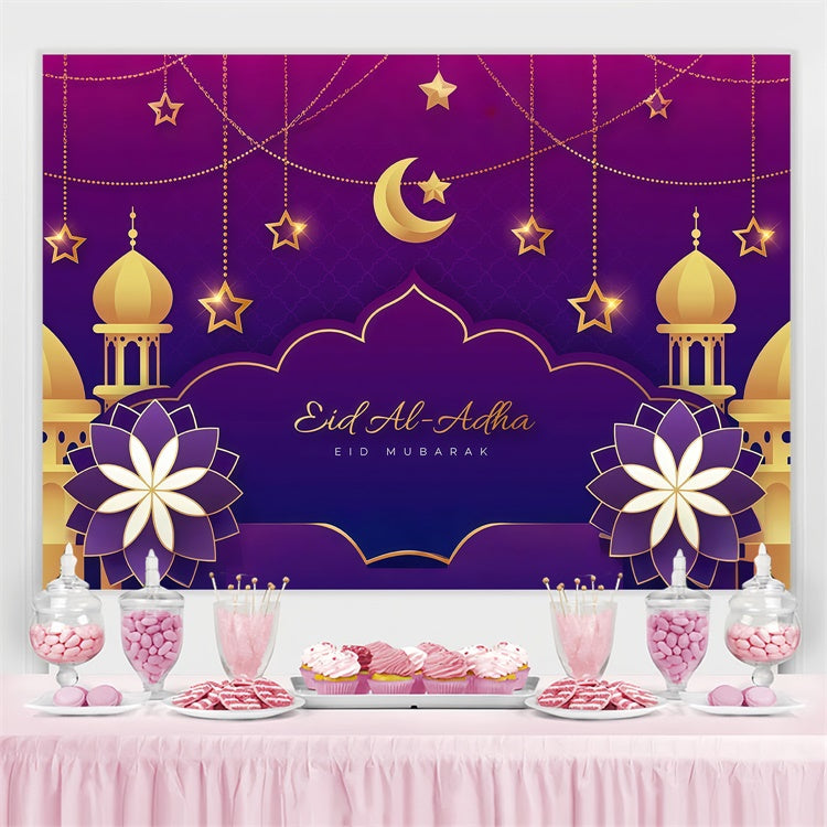 Eid Mubarak Backdrop Islamic Festival Purple Glow Backdrop GQ3-77