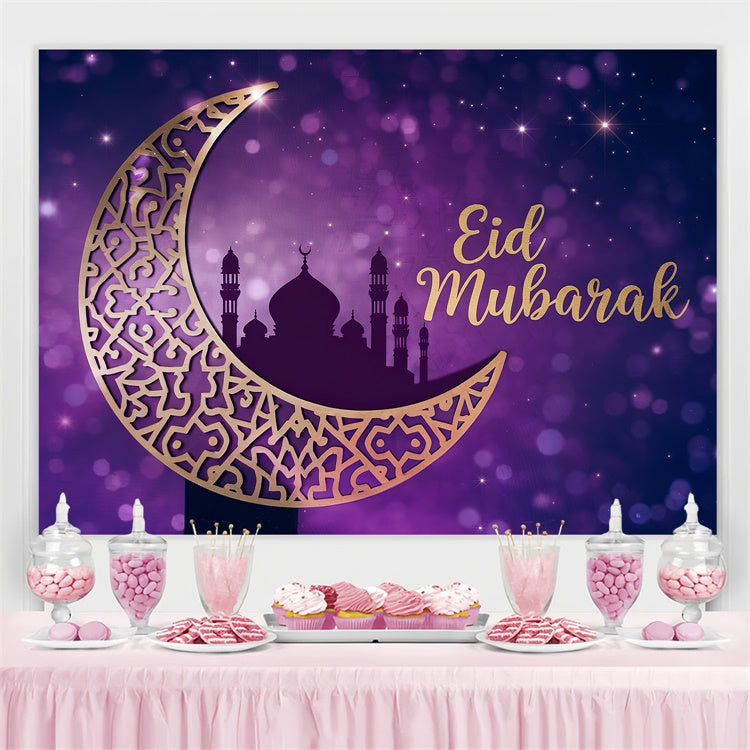 Eid Mubarak Backdrop Royal Purple Starry Celebration Backdrop GQ3-83