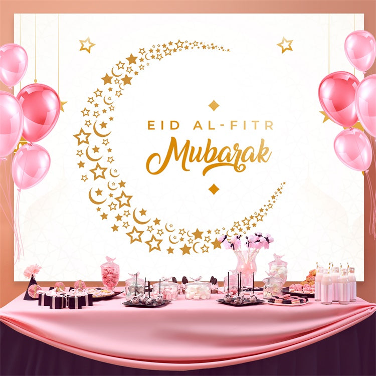 Eid Mubarak Backdrop Minimalist Gold Crescent Eid Backdrop GQ3-88