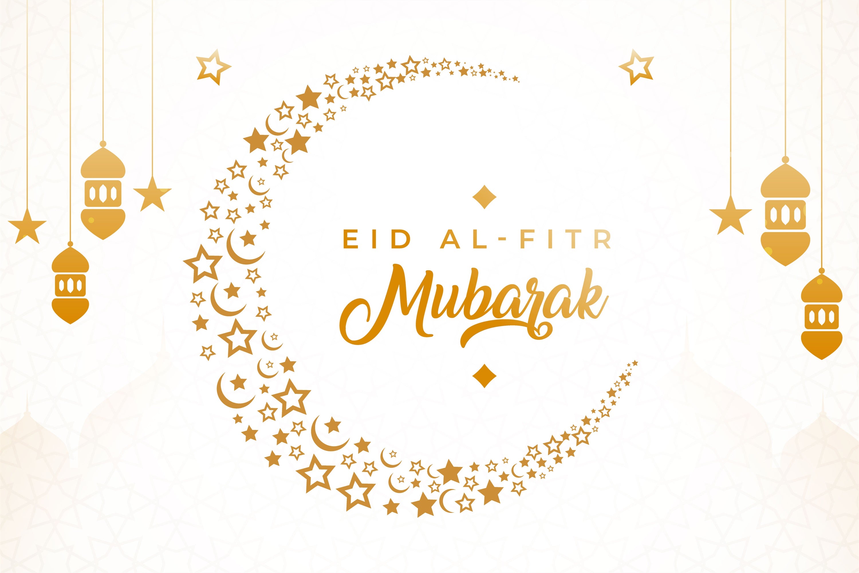 Eid Mubarak Backdrop Minimalist Gold Crescent Eid Backdrop GQ3-88
