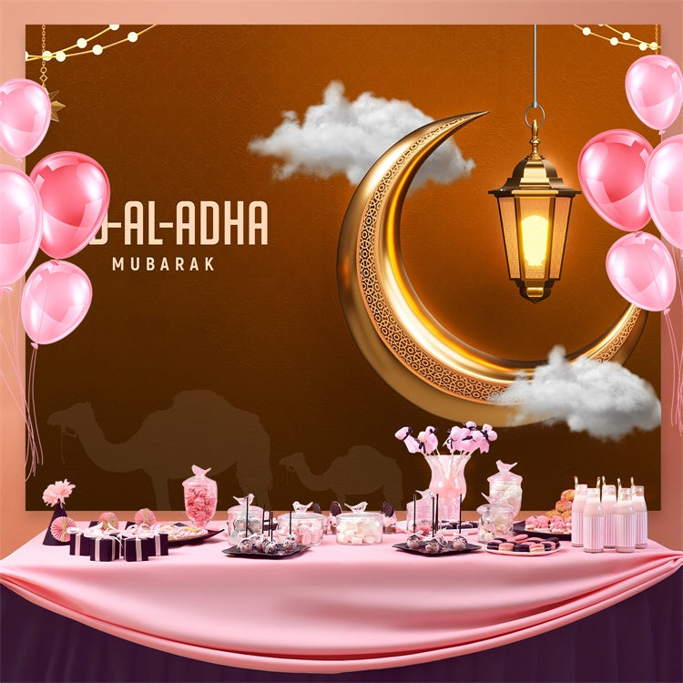 Eid Mubarak Backdrop Desert Night Camel Silhouette Eid Backdrop GQ3-95