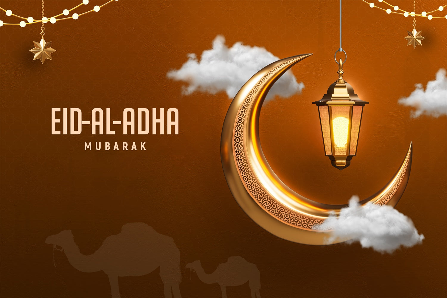 Eid Mubarak Backdrop Desert Night Camel Silhouette Eid Backdrop GQ3-95