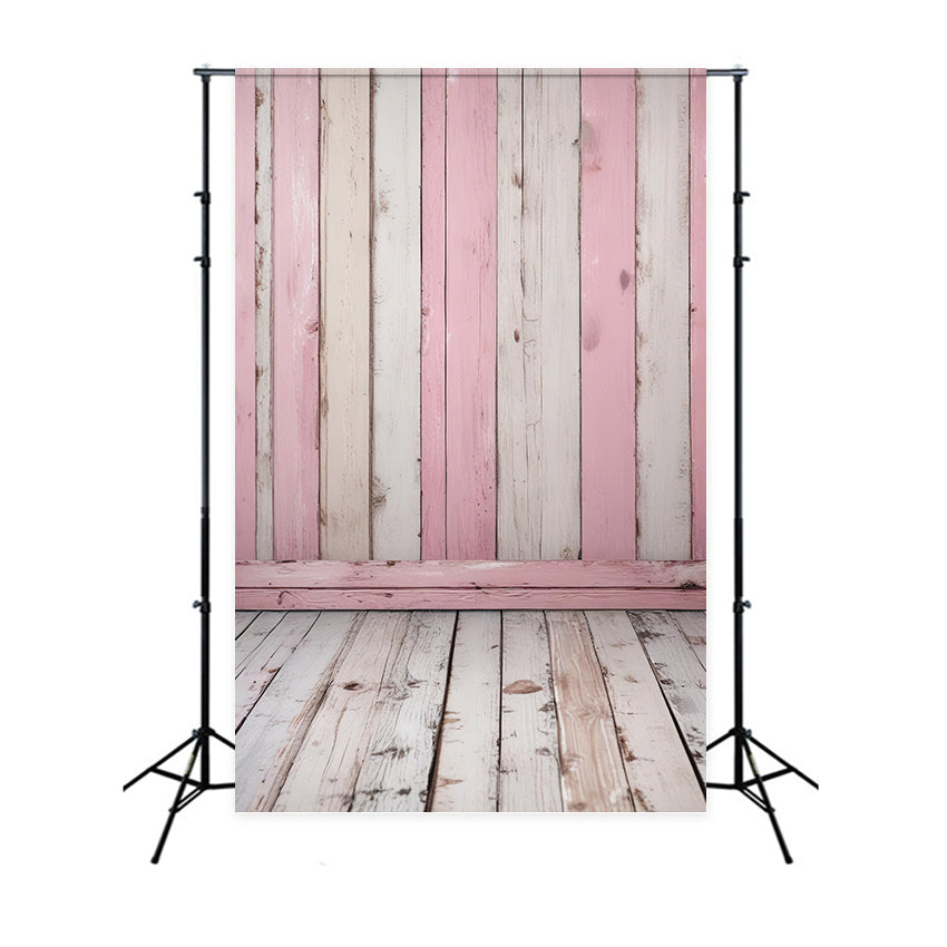 Wood Floor Backdrop Pink White Room Backdrop GQ4-104