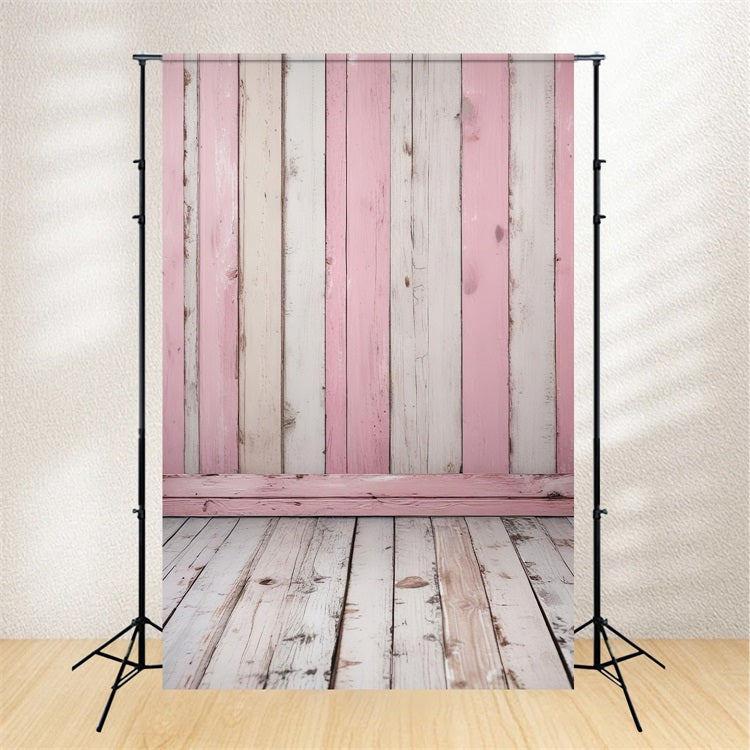 Wood Floor Backdrop Pink White Room Backdrop GQ4-104