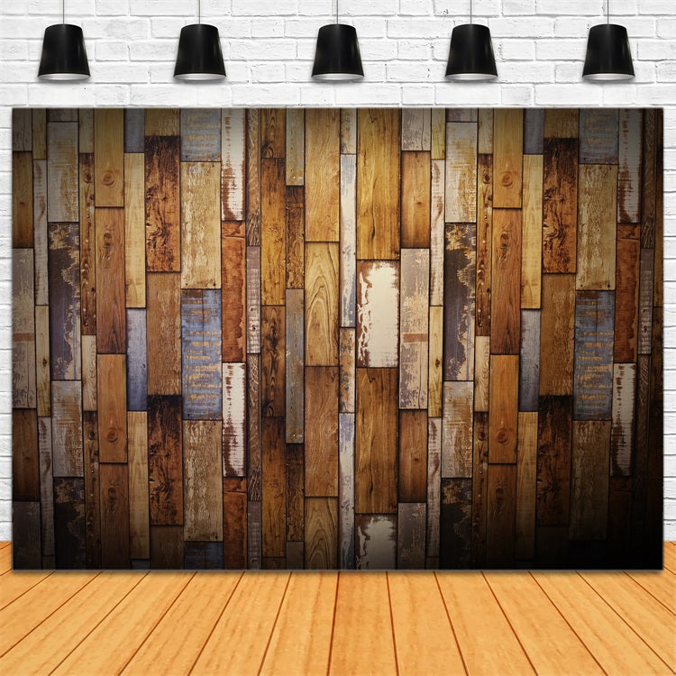 Dark Wood Backdrop Patchwork Wall Backdrop GQ4-105