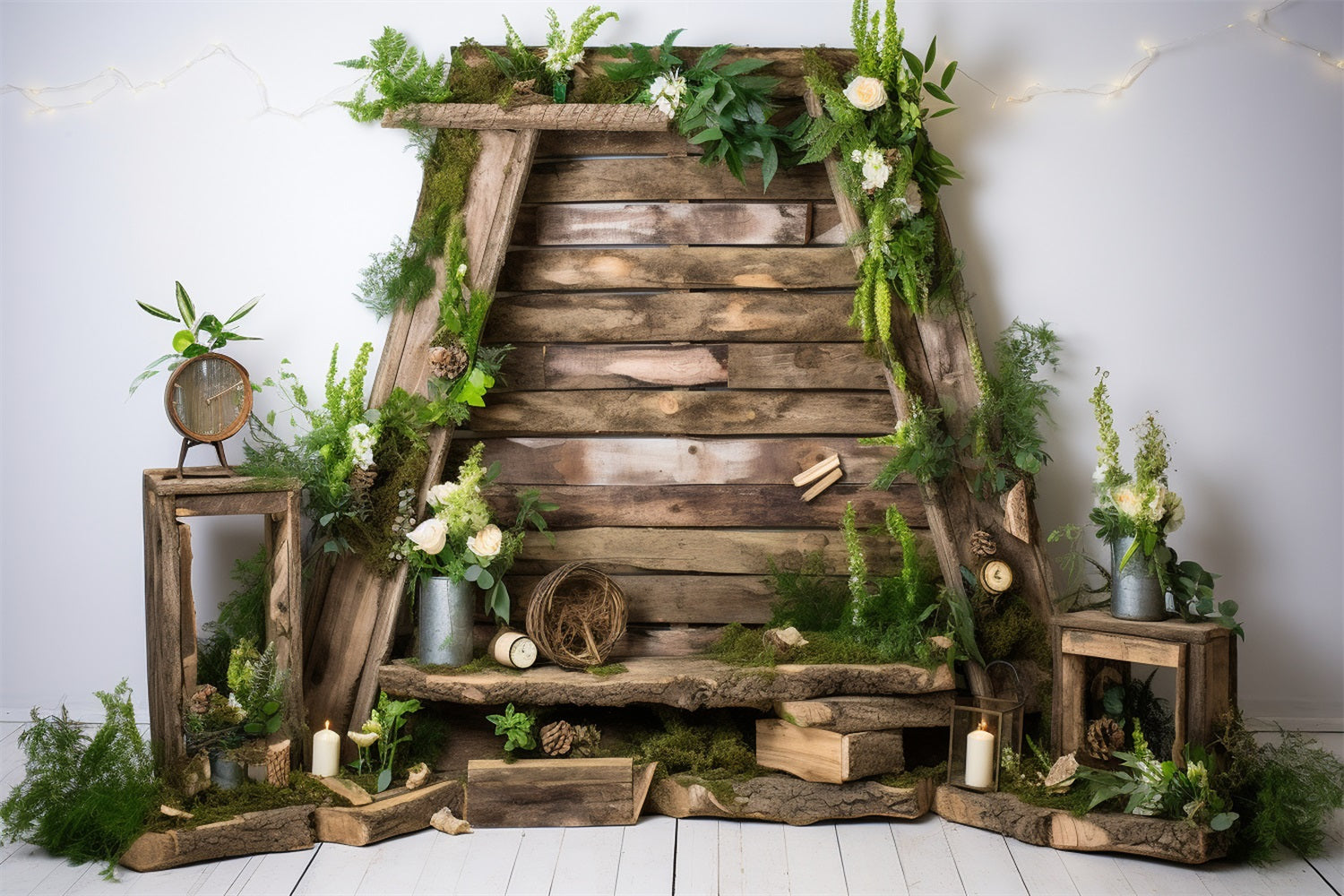 Wood Floor Backdrop Floral Wall Backdrop GQ4-120
