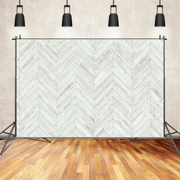 White Wood Backdrop Chevron Pattern Backdrop GQ4-124