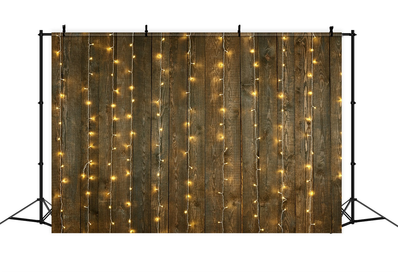 Dark Wood Backdrop Warm String Lights Backdrop GQ4-128