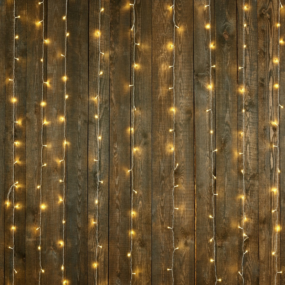 Dark Wood Backdrop Warm String Lights Backdrop GQ4-128