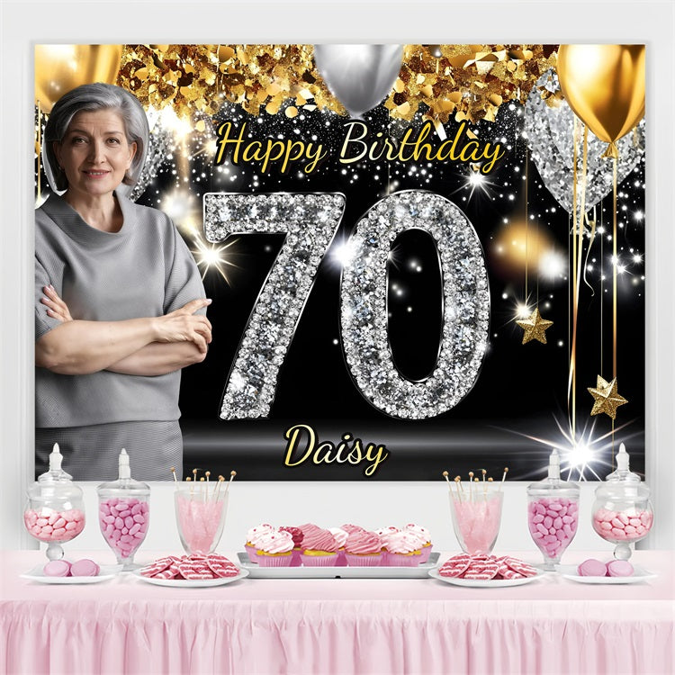 Custom Birthday Backdrops Glitzy Balloons Backdrop GQ4-14