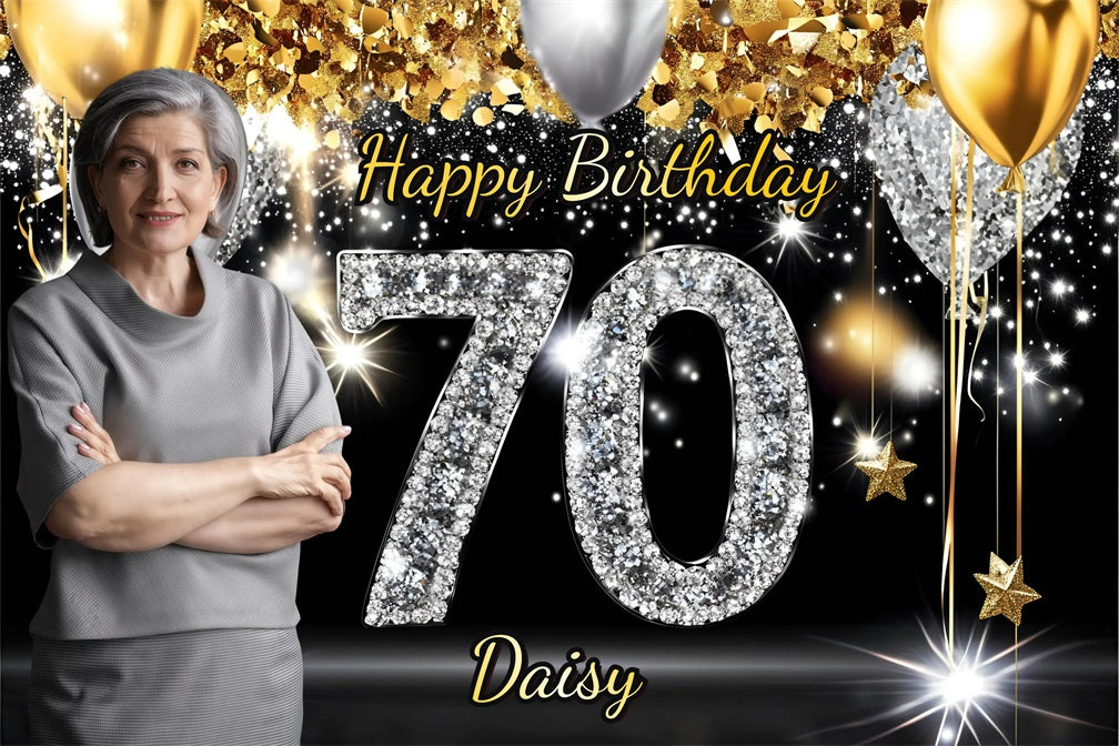 Custom Birthday Backdrops Glitzy Balloons Backdrop GQ4-14