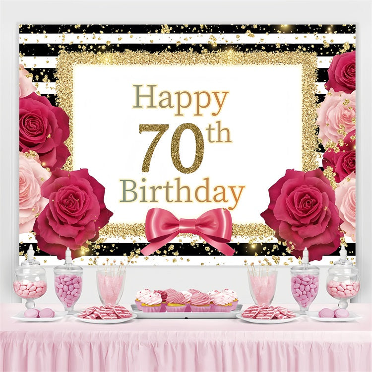 Birthday Backdrops Floral Sparkle Striped Frame Personalized Backdrop GQ4-2
