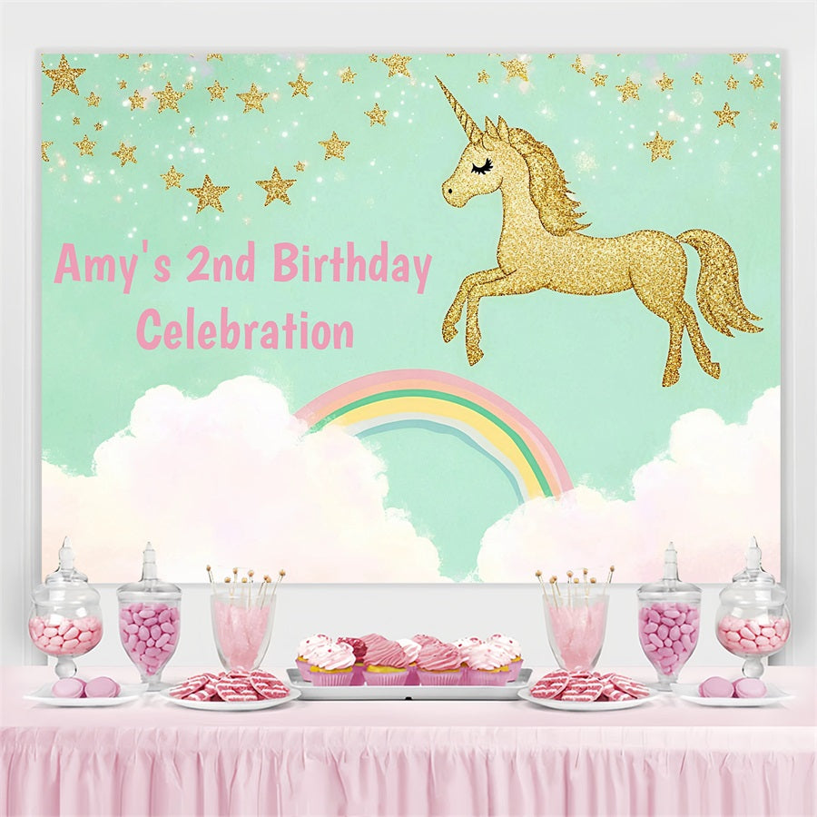 Personalized Birthday Photo Backdrop Magical Sky Unicorn Backdrop GQ4-226