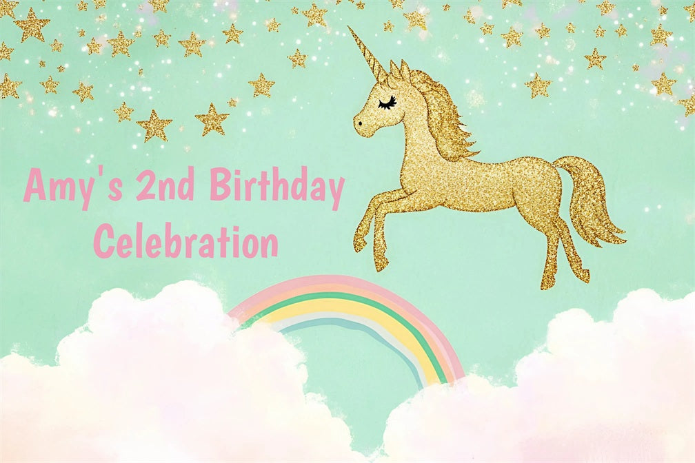 Personalized Birthday Photo Backdrop Magical Sky Unicorn Backdrop GQ4-226