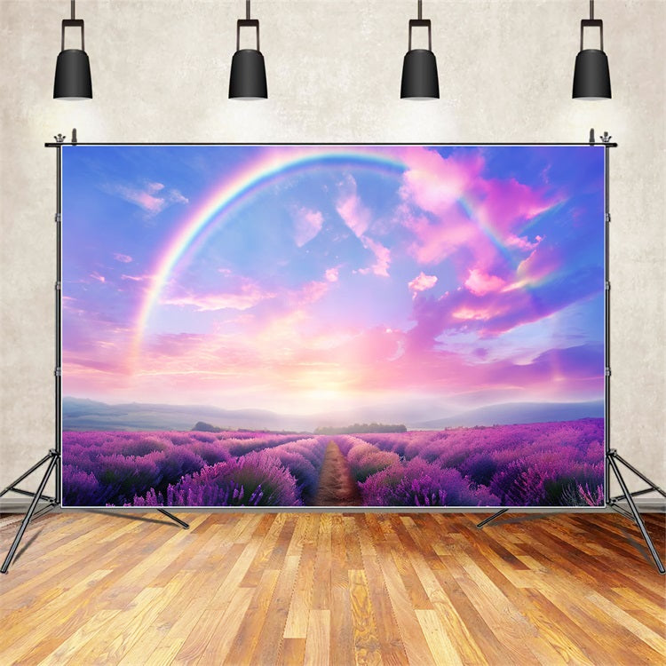 Purple Flower Backdrop Rainbow Lavender Field Backdrop GQ4-23