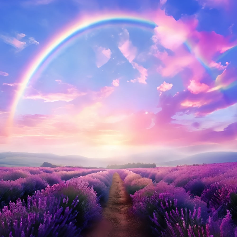 Purple Flower Backdrop Rainbow Lavender Field Backdrop GQ4-23