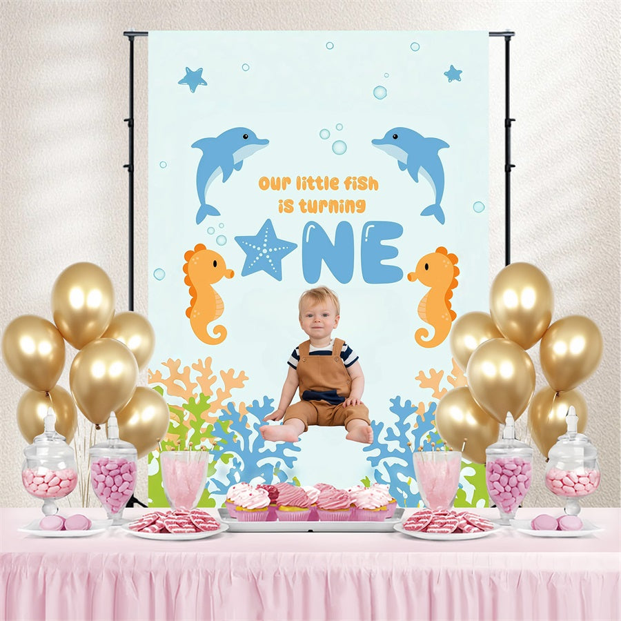 Custom Birthday Party Backdrop Ocean Animals Baby Backdrop GQ4-243