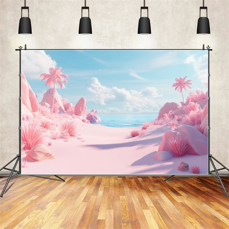 Summer Photo Backdrop Pink Paradise Cloud Beach Backdrop GQ4-250
