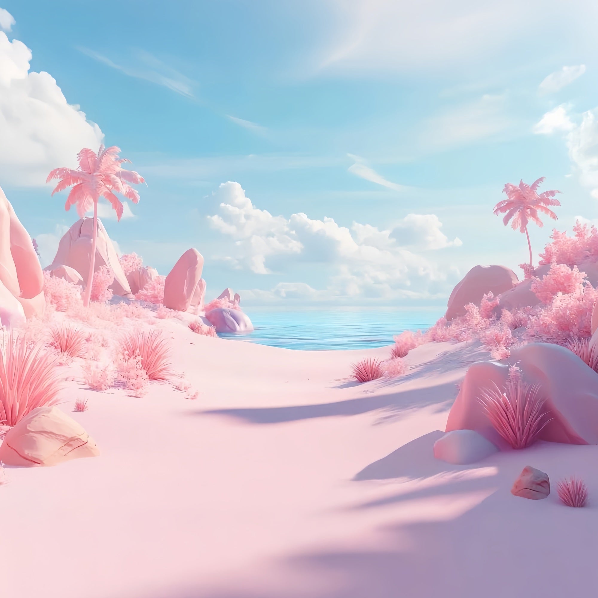 Summer Photo Backdrop Pink Paradise Cloud Beach Backdrop GQ4-250