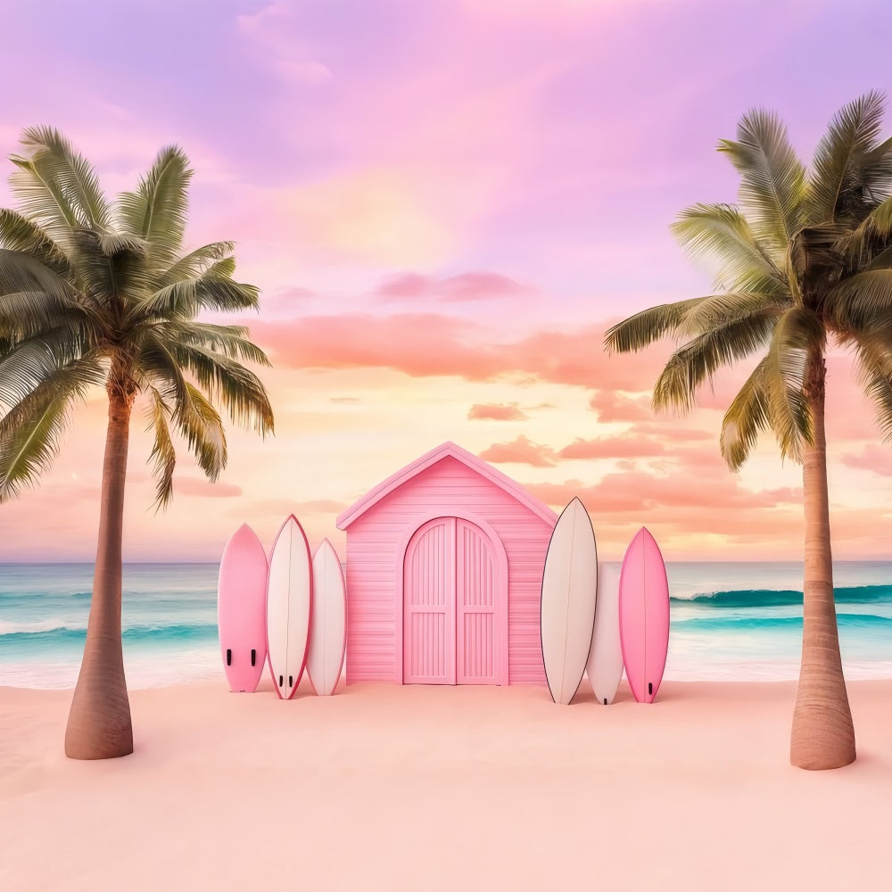 Beach Backdrop Tropical Summer Palm Surfboards Backdrop GQ4-252