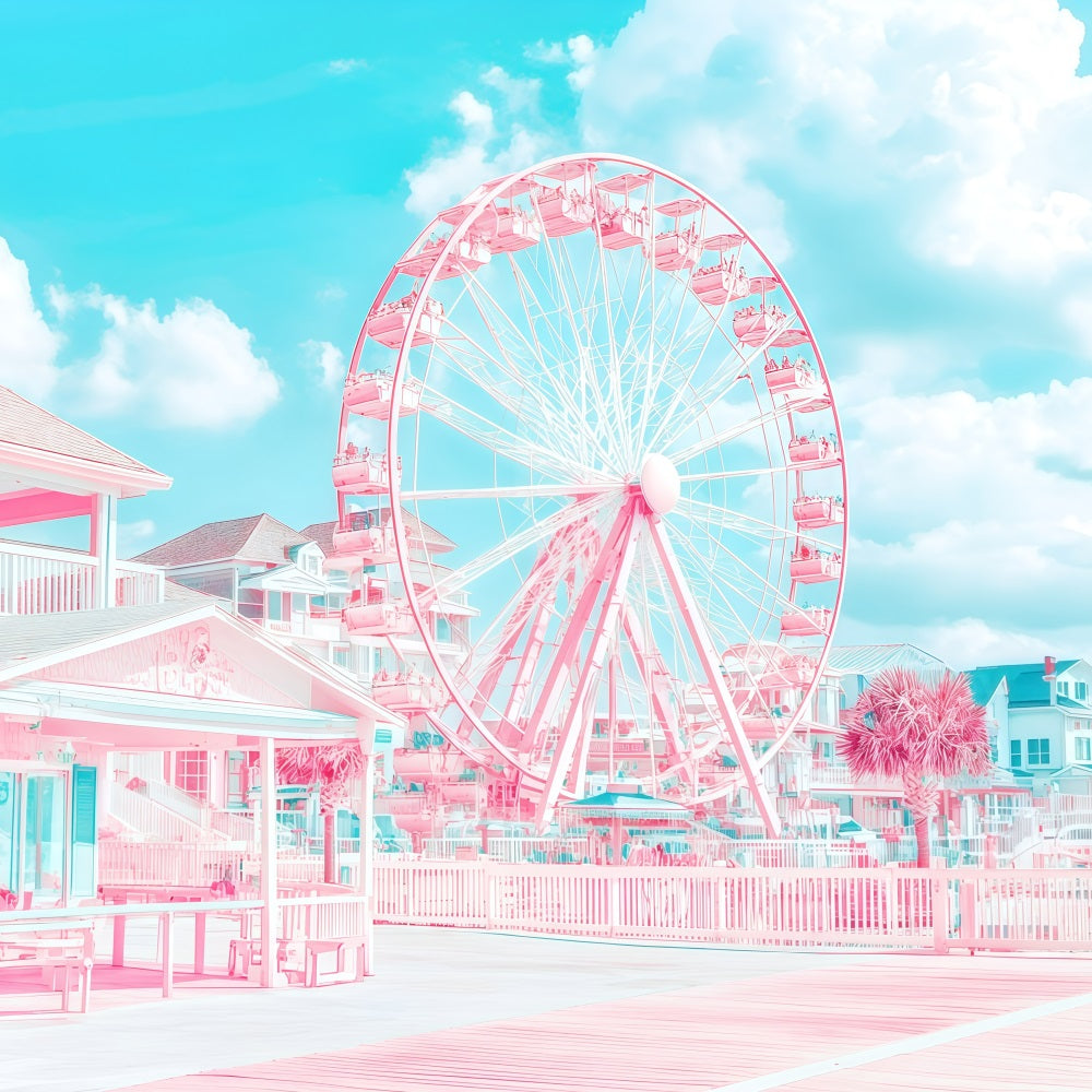 Beach Scene Backdrop Ferris Wheel Coastal Summer Backdrop GQ4-275