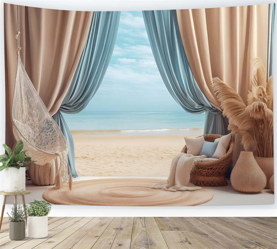 Beach Backdrop Photography Summer Hammock Curtain Backdrop GQ4-277
