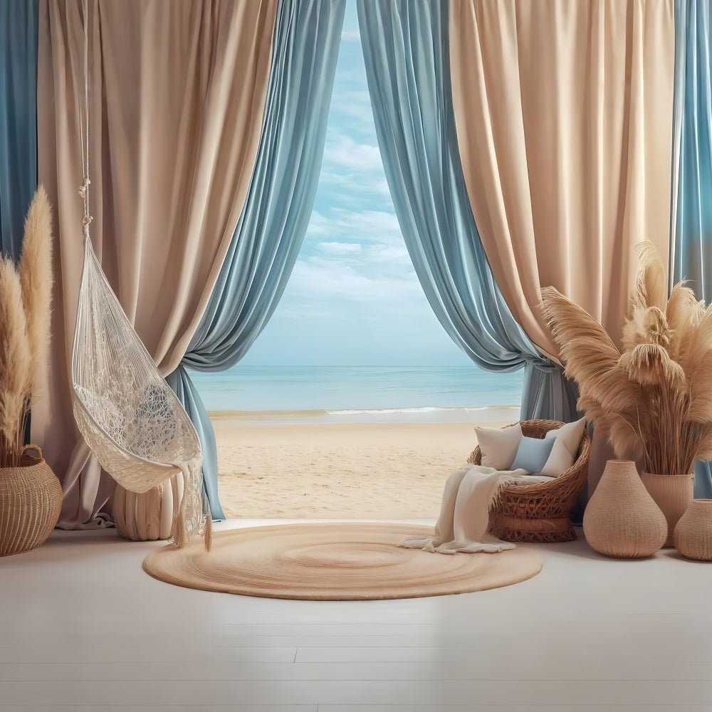 Beach Backdrop Photography Summer Hammock Curtain Backdrop GQ4-277