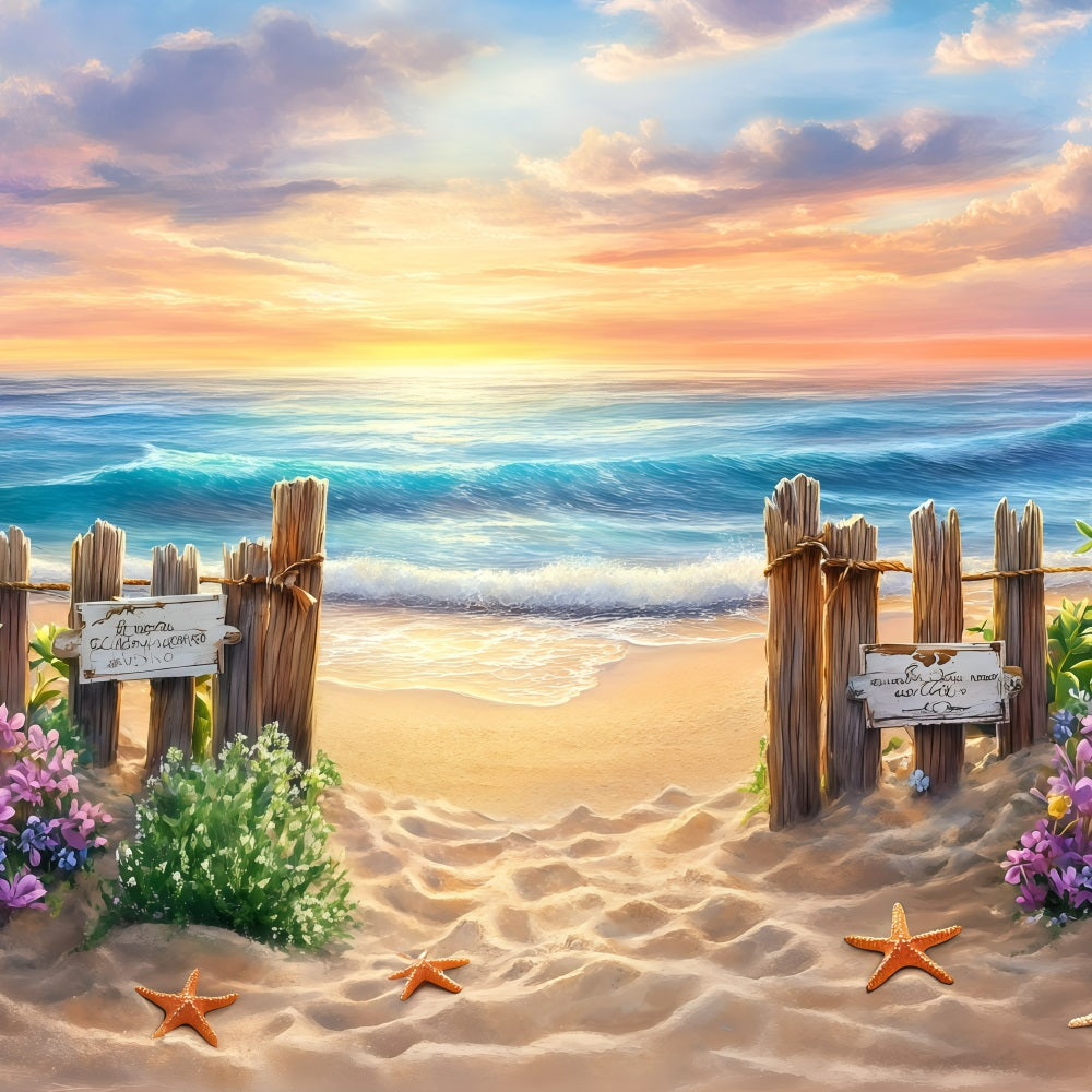 Summer Backdrop Wooden Fence Beach Entry Backdrop GQ4-278