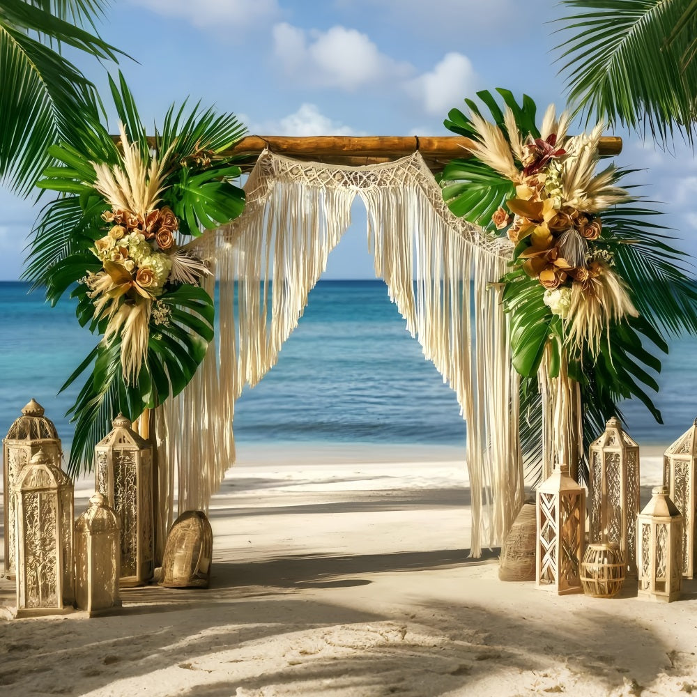 Beach Wedding Backdrop Seaside Bohemian Summer Backdrop GQ4-286