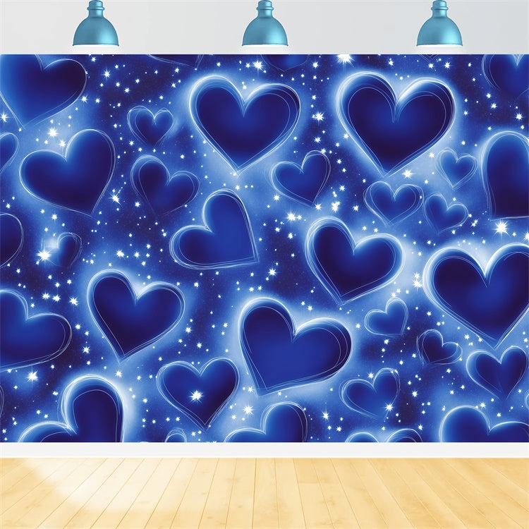 Old School Backdrop Twilight Blue Shining Hearts Vintage Backdrop GQ4-301