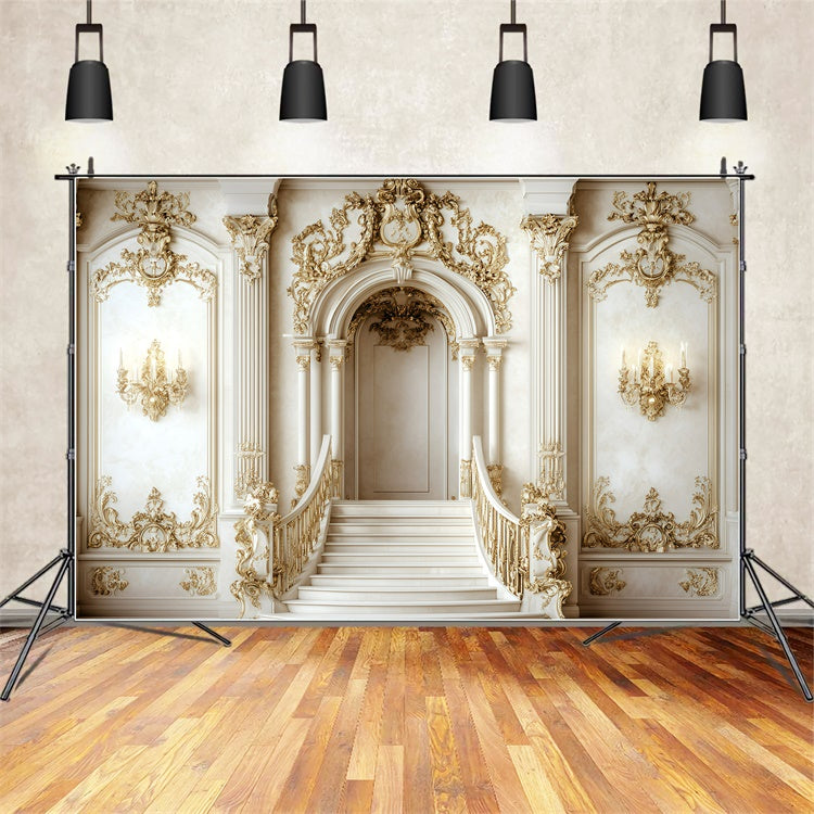 Retro Photo Backdrop Glamorous Baroque Hall Vintage Backdrop GQ4-304