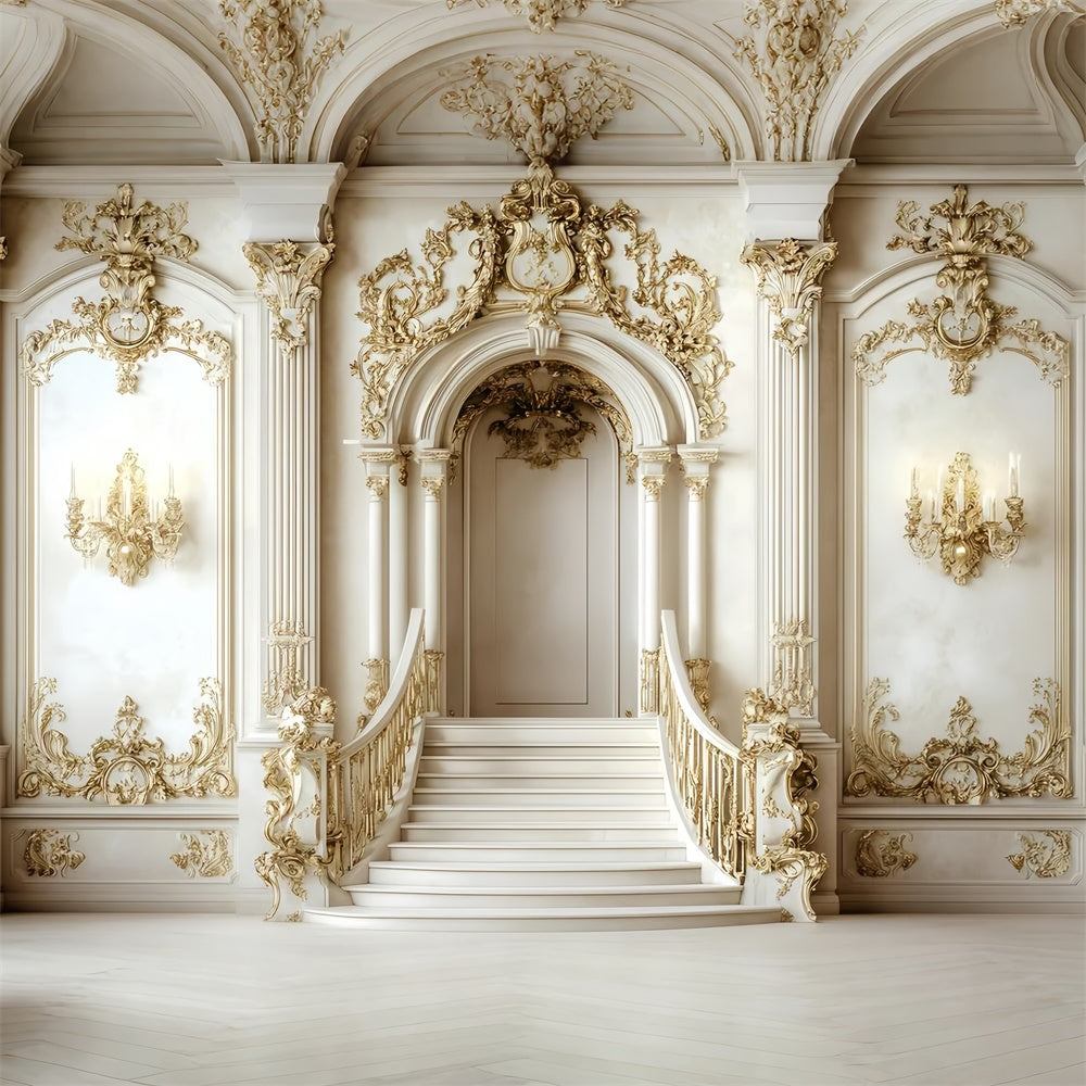 Retro Photo Backdrop Glamorous Baroque Hall Vintage Backdrop GQ4-304
