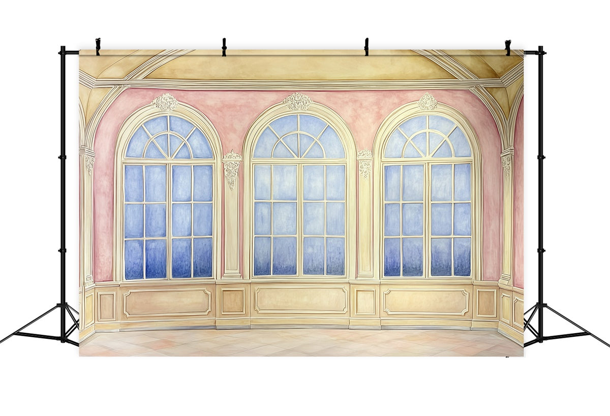 Vintage Photography Backdrops Soft Painted Royal Windows Backdrop GQ4-307