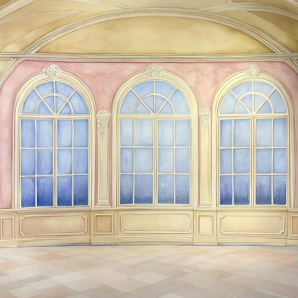 Vintage Photography Backdrops Soft Painted Royal Windows Backdrop GQ4-307