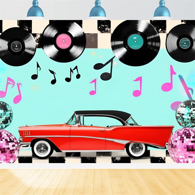 80s Photography Backdrop Retro Vinyl Records Vintage Backdrops GQ4-309