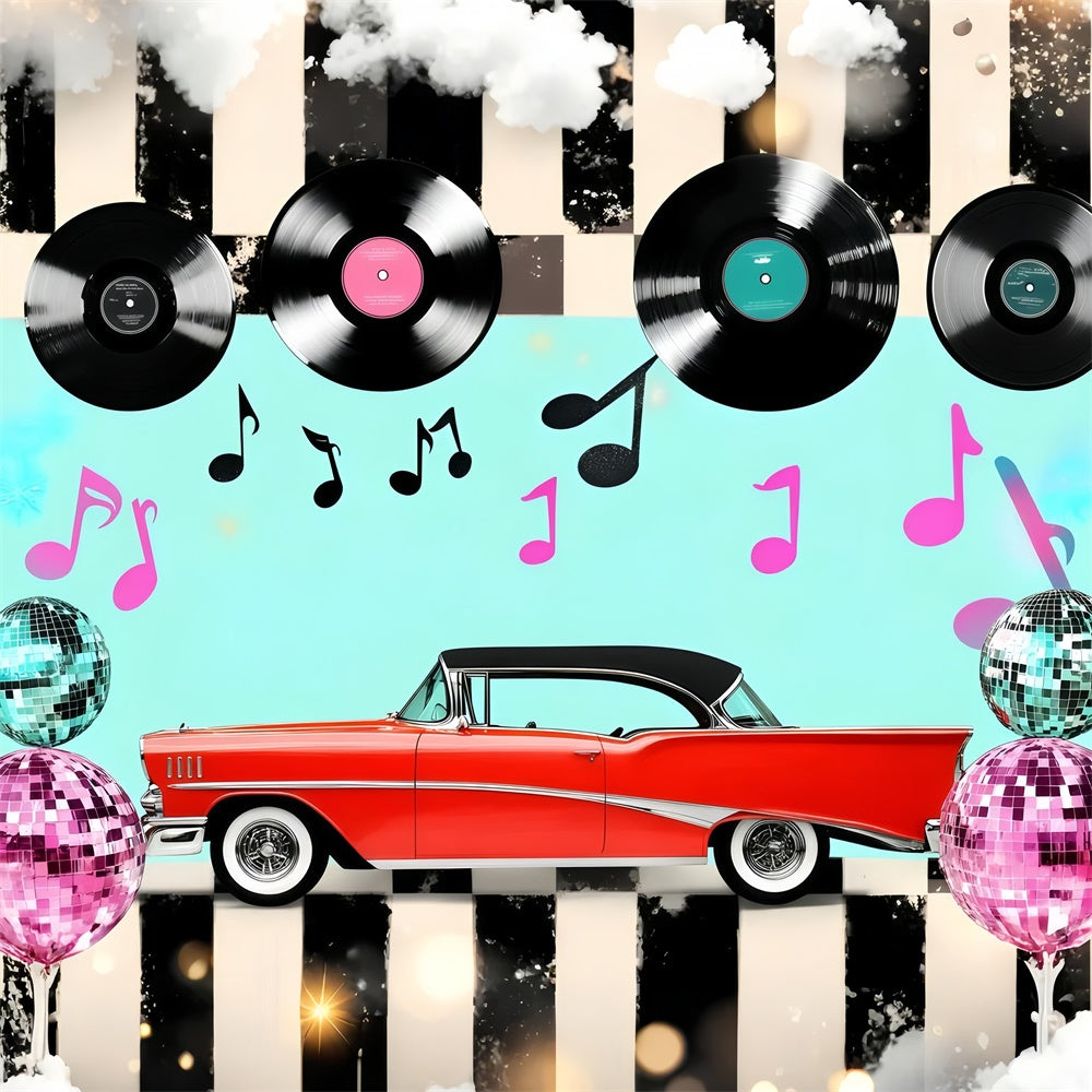 80s Photography Backdrop Retro Vinyl Records Vintage Backdrops GQ4-309