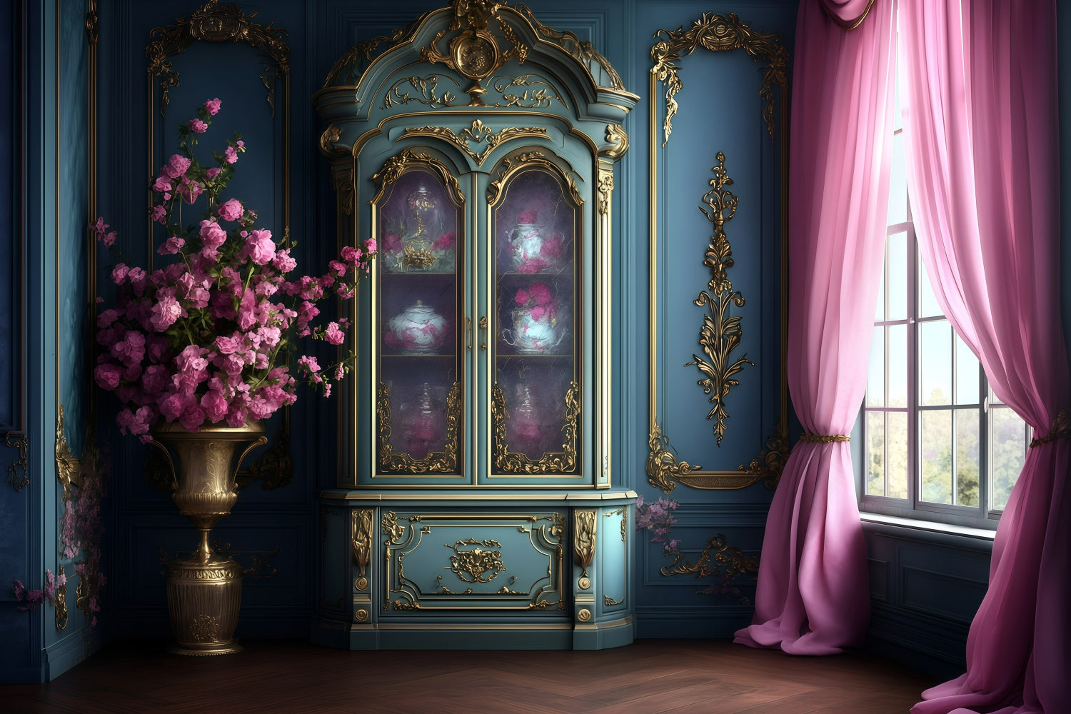 Victorian Photo Backdrop Elegant French Room Vintage Backdrop GQ4-313