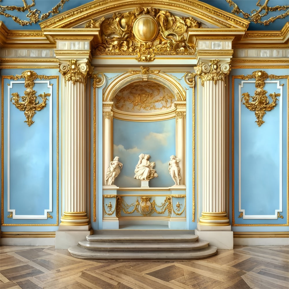 Vintage Wall Backdrop Ornate Columns Blue Wall Vintage Backdrop GQ4-322