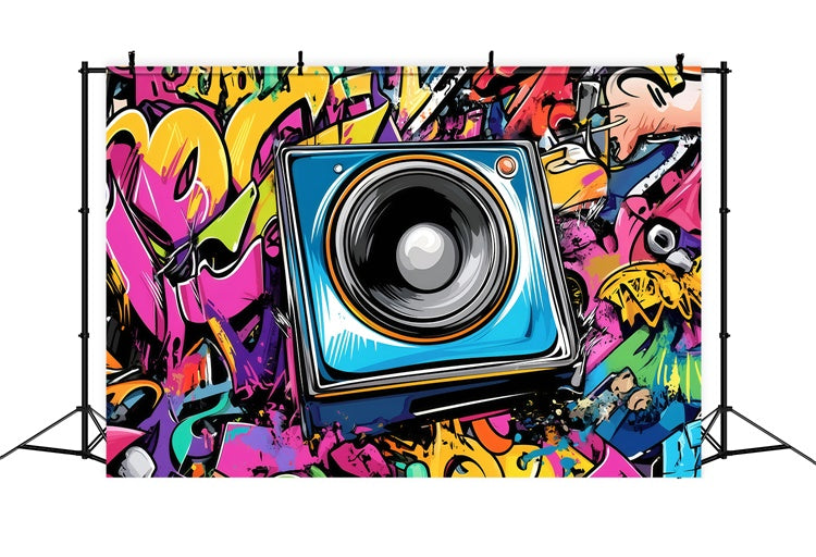 Vintage Photography Backdrops Colorful Graffiti Speaker Wall Backdrop GQ4-334