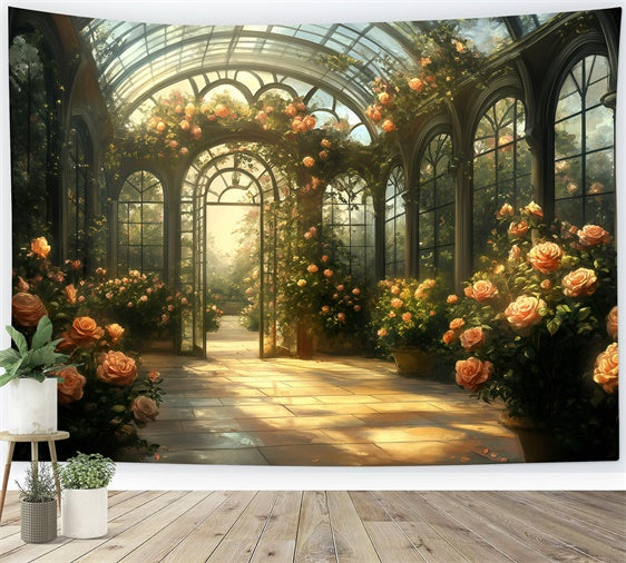Vintage Backdrop For Photoshoot Romantic Glasshouse Rose Backdrop GQ4-335