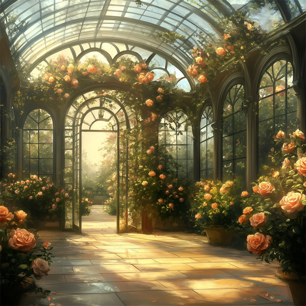 Vintage Backdrop For Photoshoot Romantic Glasshouse Rose Backdrop GQ4-335