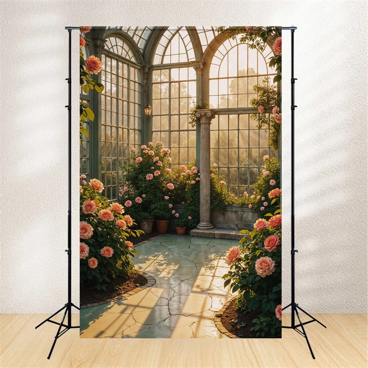 Antique Backdrop Elegant Floral Garden Pillar Vintage Photo Backdrop GQ4-339