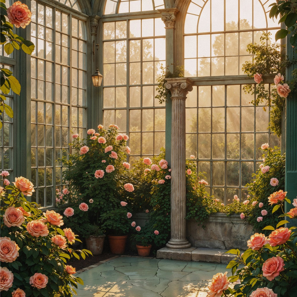 Antique Backdrop Elegant Floral Garden Pillar Vintage Photo Backdrop GQ4-339